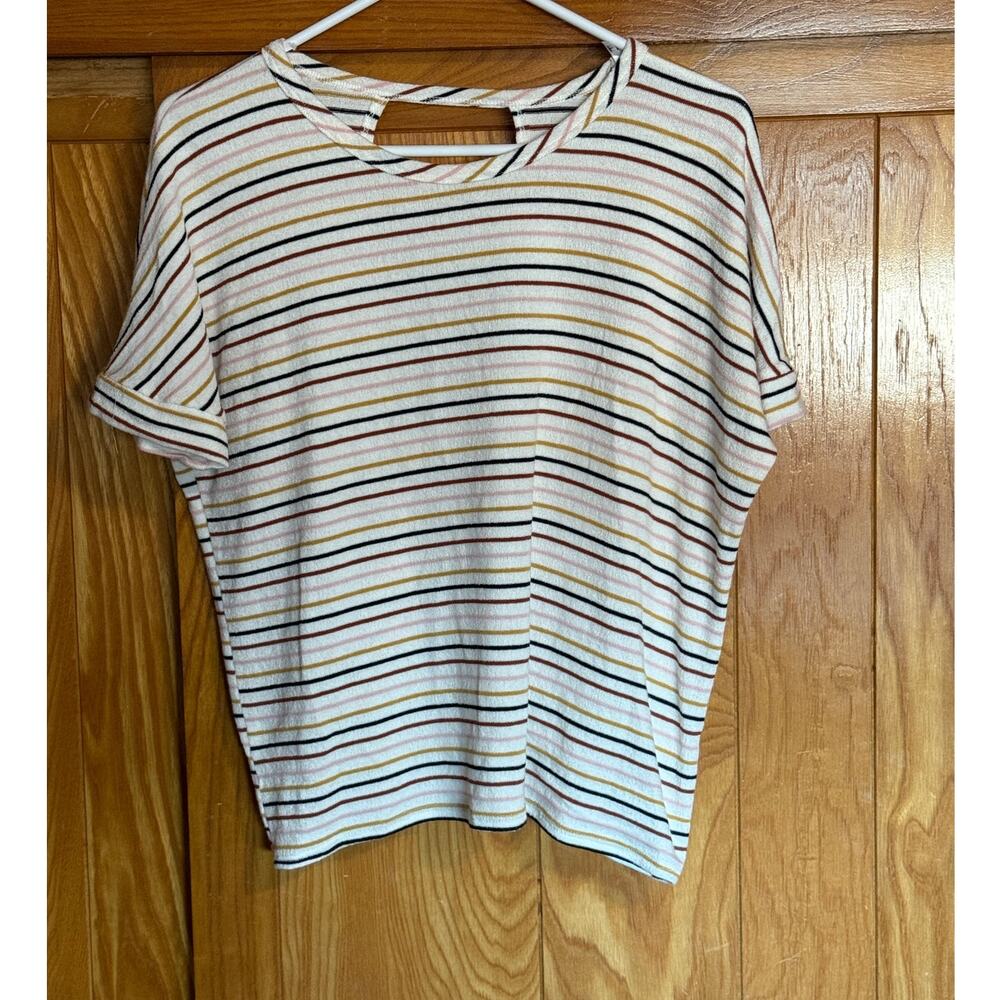 Women's Lulus Terry Multi Stripe Twist Back Tee, Size Small